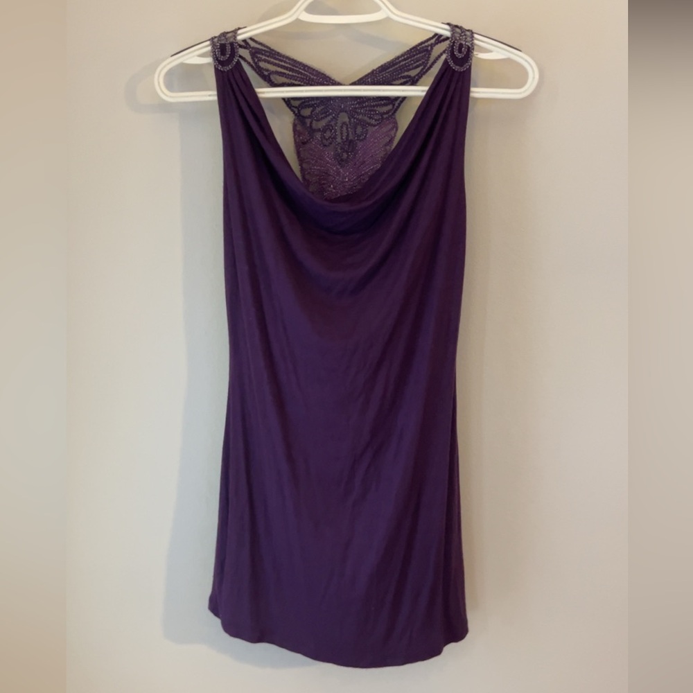 Wet Seal Purple Top with Lace Detail - Picture 2 of 5